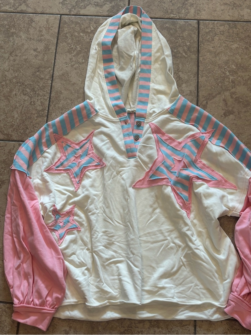 Boutique BiBi hooded pullover with patchwork stars XL